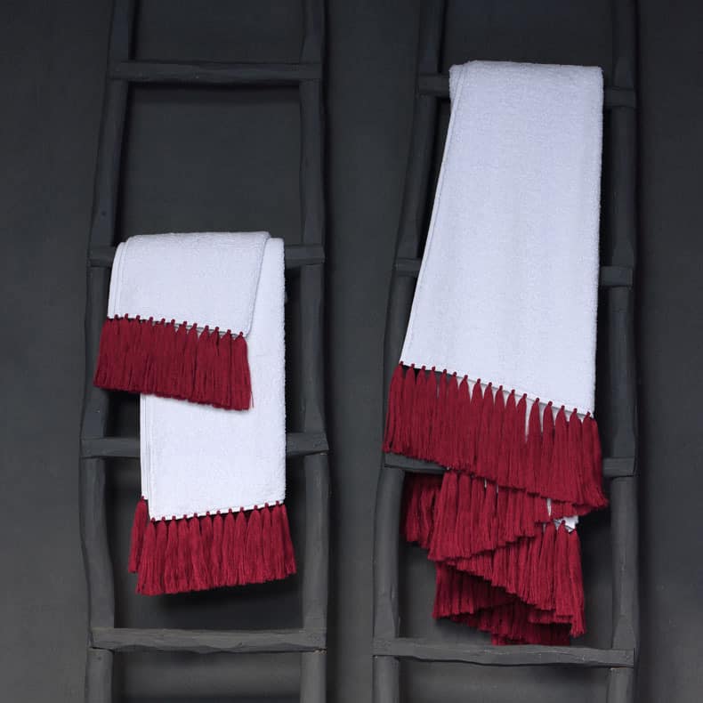 red and gray towels